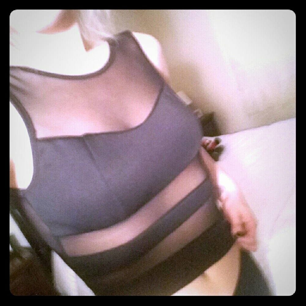 NWOT American Apparel black mesh accent crop top